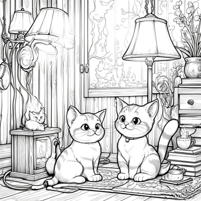 Cat Cozy Near the Lamp