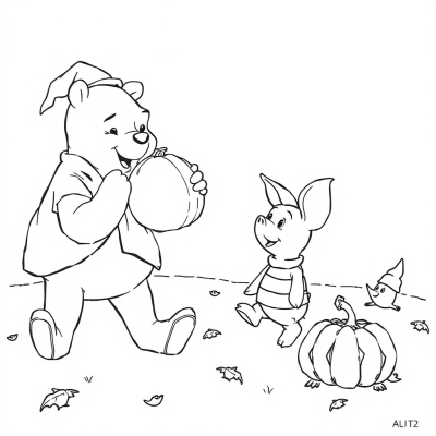 Winnie the Pooh and Piglet on Halloween