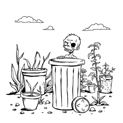 Zombie with Trash Can