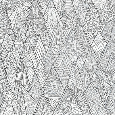 Anti-Stress Christmas Trees with Intricate Patterns