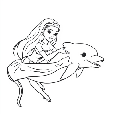 Barbie Swims with a Dolphin