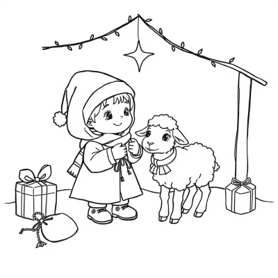 Child with a Sheep at Christmas