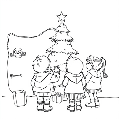 Children Peeking at the Christmas Tree on Christmas Eve