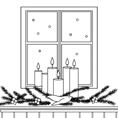 Christmas Candles on the Window