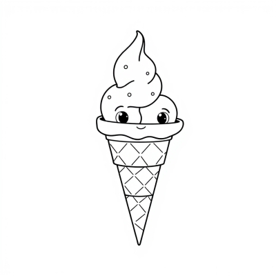 Cute Ice Cream Cone with Three Scoops
