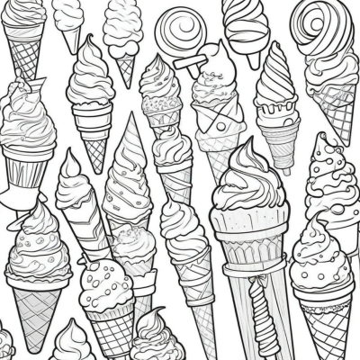 Cute Ice Cream Cone and Popsicle