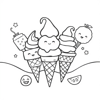 Cute Ice Cream Cones with Faces