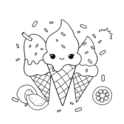 Cute Ice Creams with Sprinkles