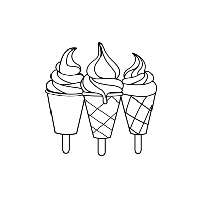 Doodle with Three Ice Creams