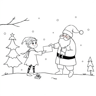 Elf Delivers a Letter to Father Frost