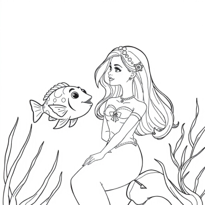 Fish Admiring Barbie the Mermaid