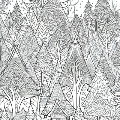 Forest of New Year Trees with Intricate Patterns