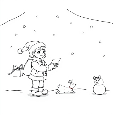 Girl Sending a Letter to Santa