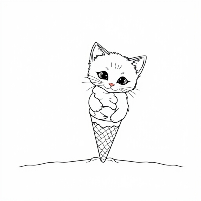 Ice Cream Cone with a Kitten