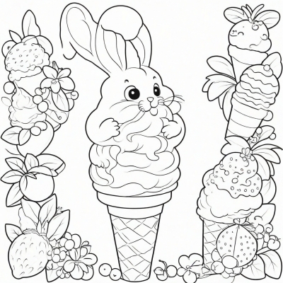 Ice Cream Cone with Rabbit