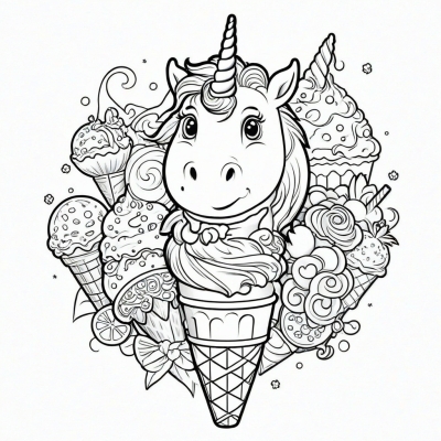Ice Cream Cone with Unicorn