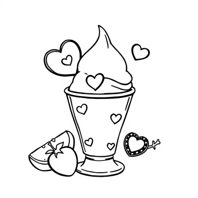 Ice Cream in a Cup with Hearts