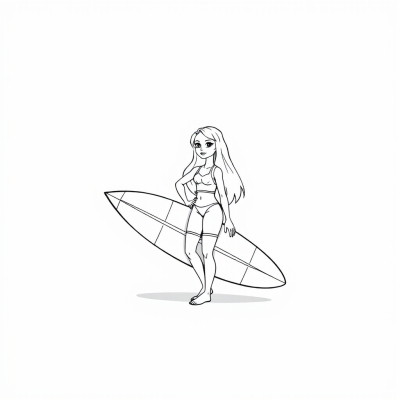 Merlia with a Surfboard