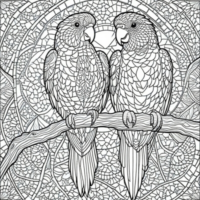 Mosaic Two Parrots