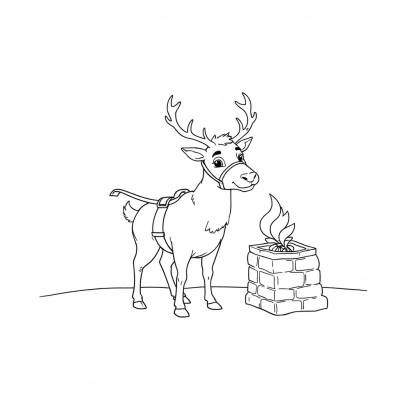 Reindeer in Harness and Chimney