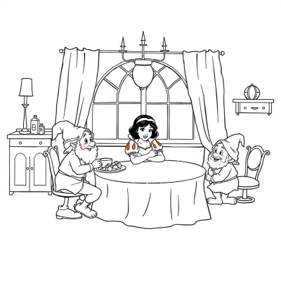Snow White and the Dwarfs in the Dining Room