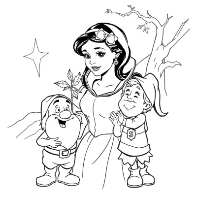 Snow White with Apple and Dwarfs