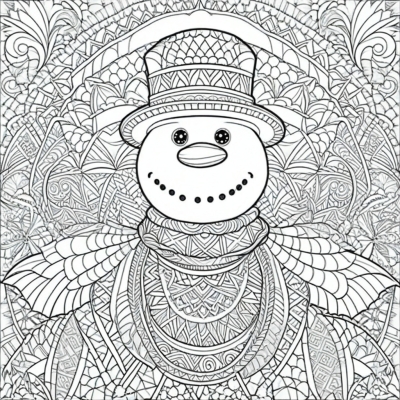 Snowman with Intricate Patterns
