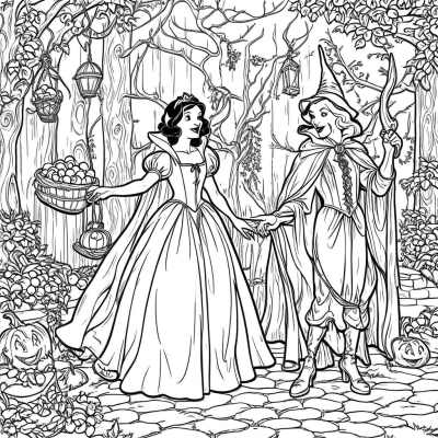 Witch and Snow White Coloring Adventure