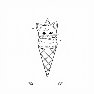 Ice Cream Cone with Three Kittens