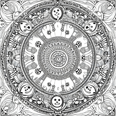 Winter Mandala with Snowmen and Candies