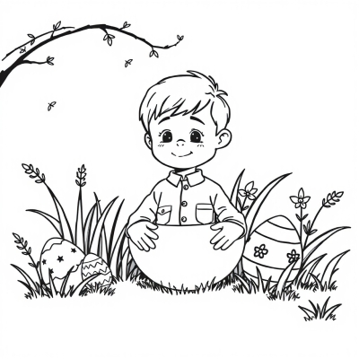 Boy and Easter Eggs