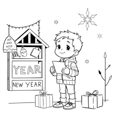 Boy with New Year Decorations