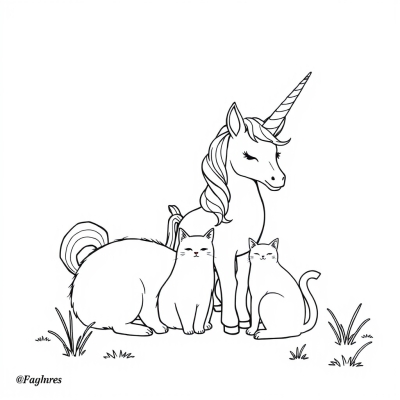 Unicorn Cats Coloring Card