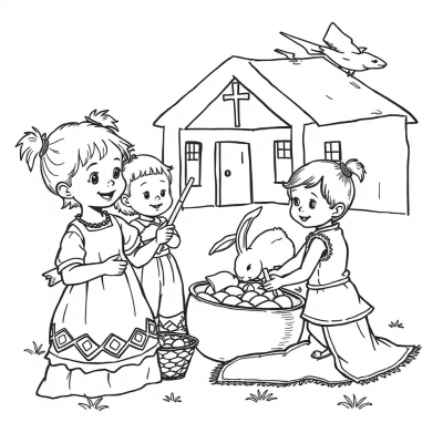 Kids Preparing for Easter