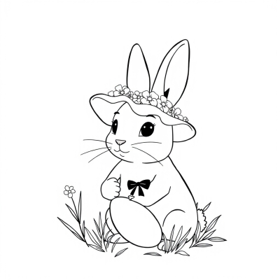 Easter Bunny in a Floral Hat
