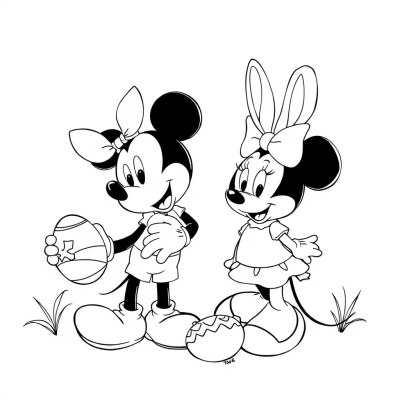Easter Mickey Mouse and Minnie Mouse