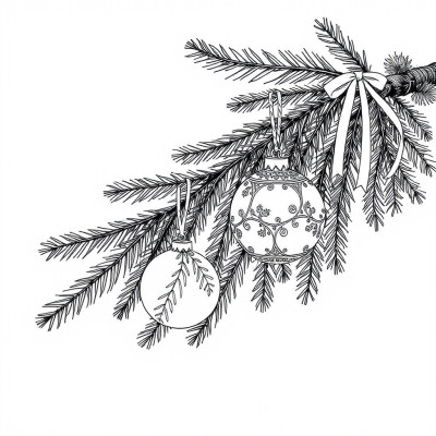 Fir Branch with Ornaments