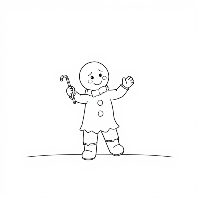 Gingerbread Man Dancing with a Candy