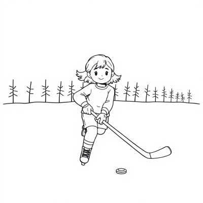 Girl Playing Hockey