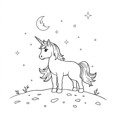 Glowing Unicorn on the Moon