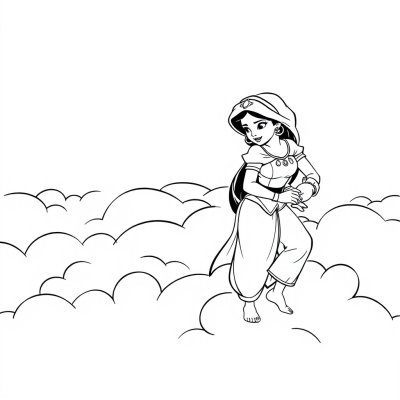 Jasmine and Aladdin in the Clouds