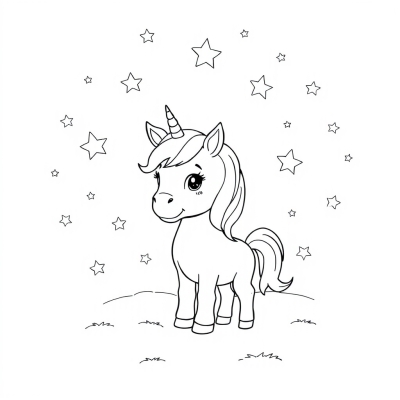 Little Unicorn with Stars