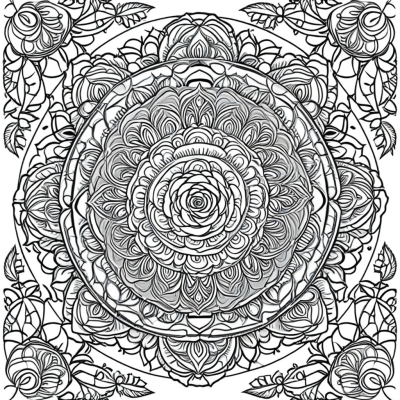 Mandala of Roses and Leaves