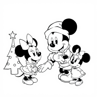 Mickey Mouse and Family at Christmas