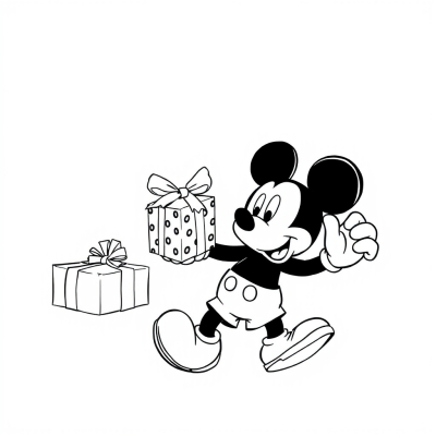 Mickey Mouse Hurries for New Year with Gifts