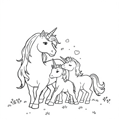 Mom and Baby Unicorns