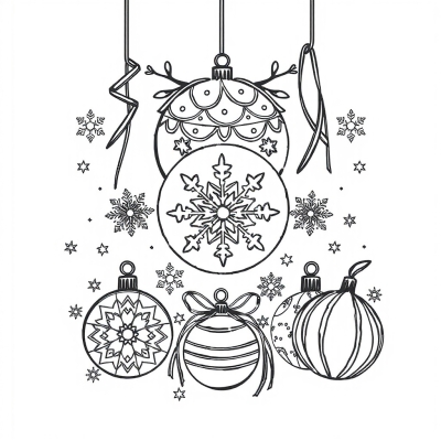 New Year Ornaments and Snowflakes