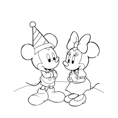 New Year Hats. Mickey Mouse and Minnie