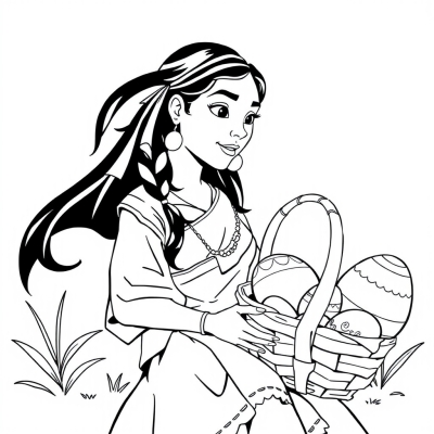 Pocahontas with a Basket of Easter Eggs