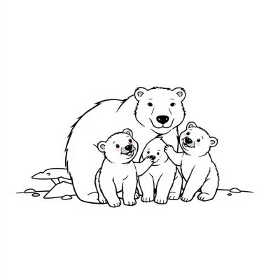 Polar Bear with Cubs